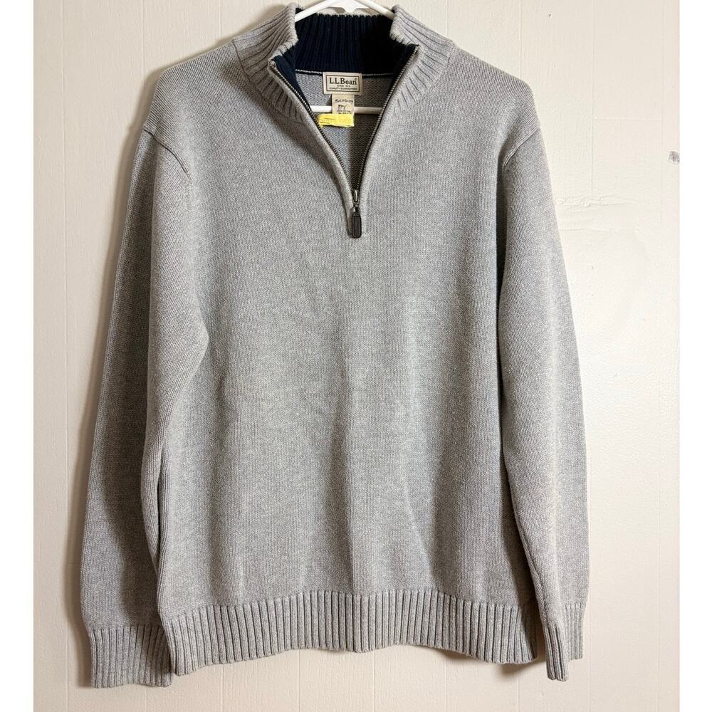 L.L. Bean 100% Cotton Medium Men's Quarter Zip Pullover Sweater